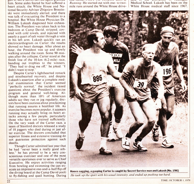 President Carter collapsing while running, Time magazine, October 1979