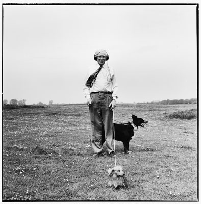 88 for 1 (when asked what he was listening to). An Oxford Mathematician listening to the cricket. England vs. Sri Lanka whilst walking his dogs. He's been in Oxford for over 40 years and met his wife on the meadow. June 2002 by Adrian Arbib