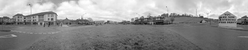 Junction of Fahan Street West/Rossville Street, contemporary photo panorama